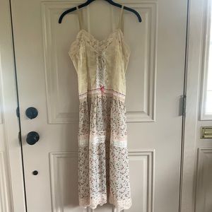Restored by Design handmade lace slip dress with tie, size Small